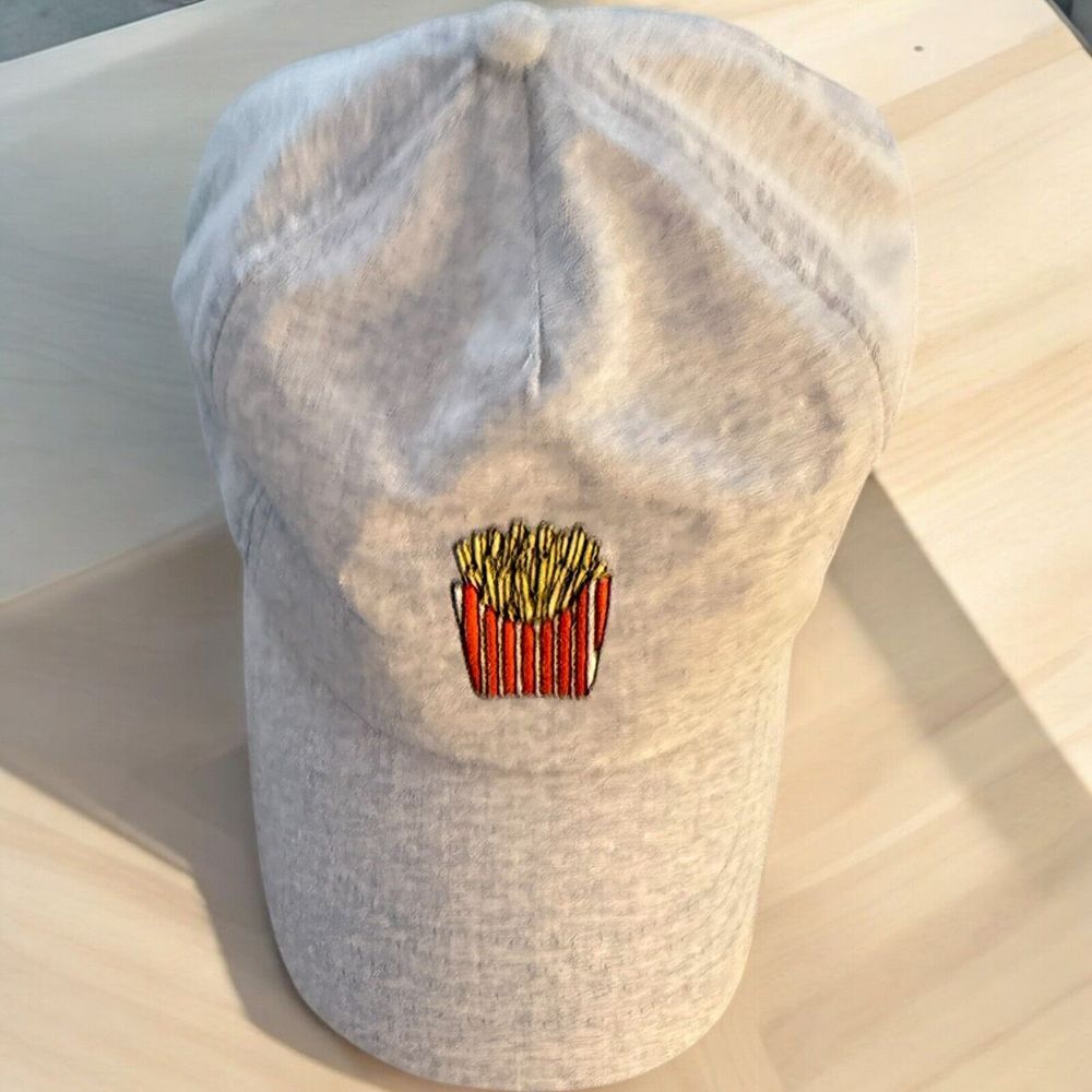 French Fries Slideback Hat Light  Blue One Size Adjustable Embroidered 6 Panel